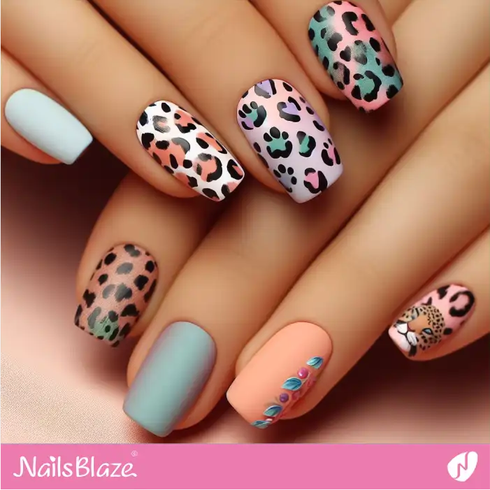 Pastel Leopard Print Nails | Animal Print Nails - NB2550